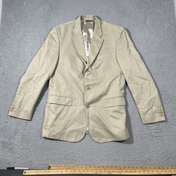 Banana Republic Sport Coat 42R Men Beige Linen Cotton Blend Blazer Jacket Hayden - Picture 1 of 12